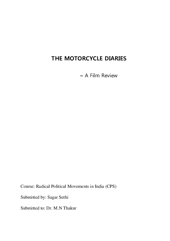 (DOC) The Motorcycle Diaries A Film Review Sagar Sethi Academia.edu