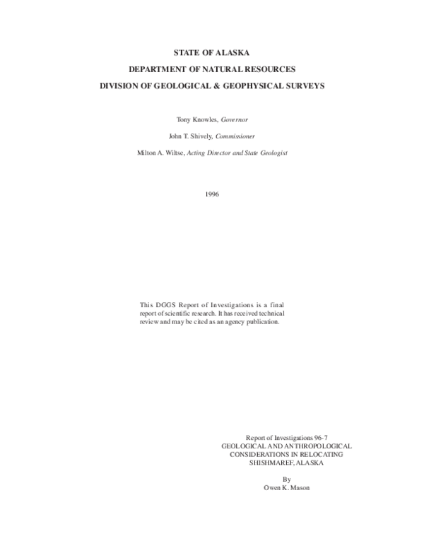 (PDF) Geological and anthropological considerations in relocating