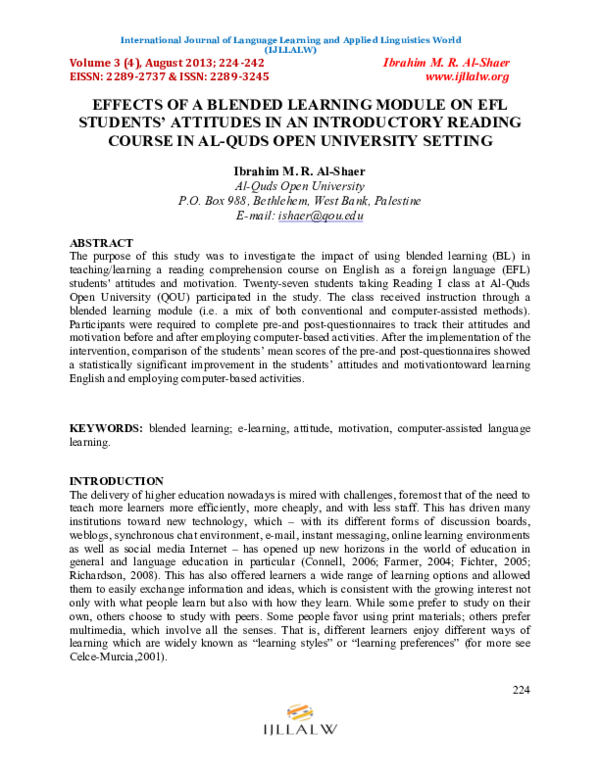 (PDF) Effects of a Blended Learning Module on EFL Students’ Attitudes ...