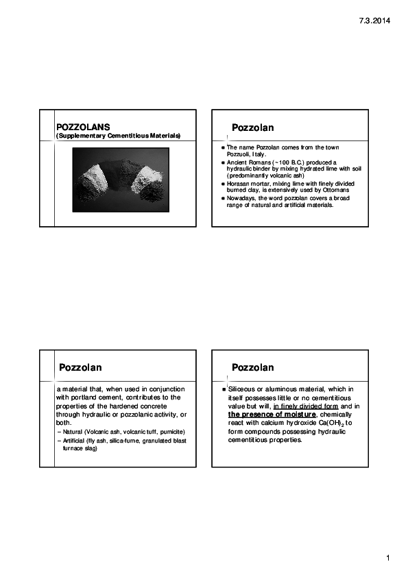 (PDF) Pozzolans- Puzolanik Malzemeler-Supplementary Cementitious Materials