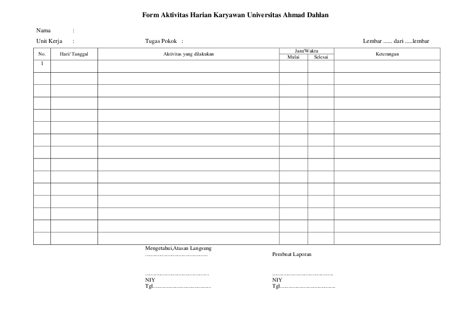 Contoh Laporan Kegiatan Harian Kerja Nusagates