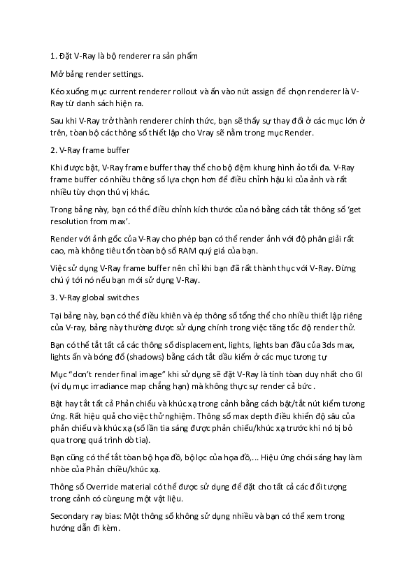 First page of “Các thông số vray”
