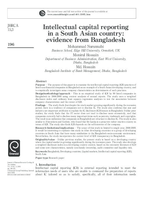 (PDF) Intellectual capital reporting in a South Asian country: evidence ...