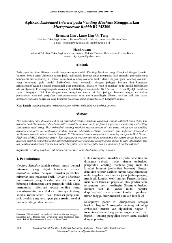 (PDF) Aplikasi Embedded Internet pada Vending Machine Menggunakan ...