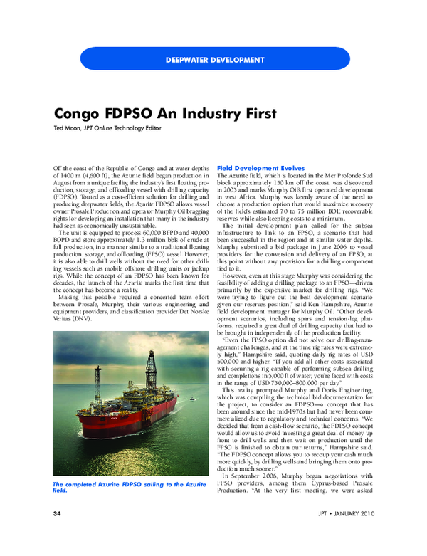 (PDF) Congo FDPSO An Industry First