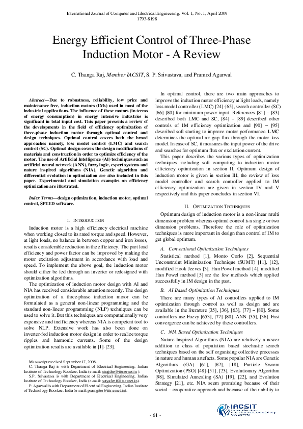 (PDF) Energy Efficient Control of Three-Phase Induction Motor - A Review