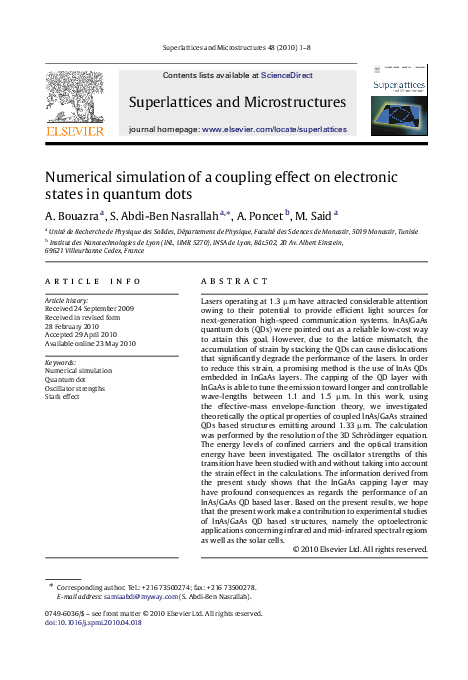 (PDF) Numerical simulation of a coupling effect on electronic states in ...