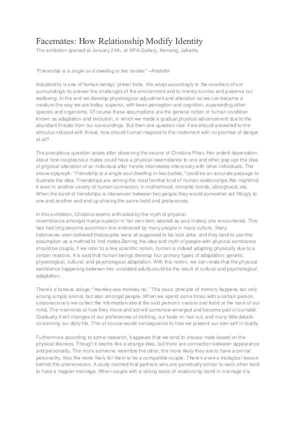 (DOC) Facemates: How Relationship Modify Identity