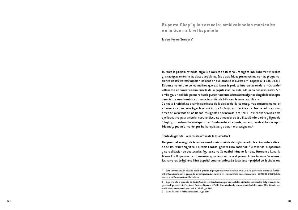 Characteristics of zarzuela image