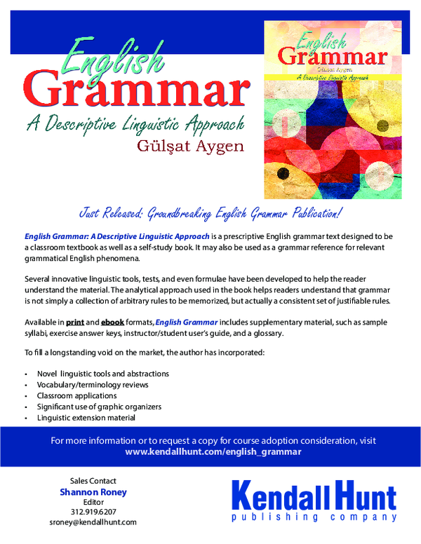 (PDF) English Grammar: A Descriptive Linguistic Approach
