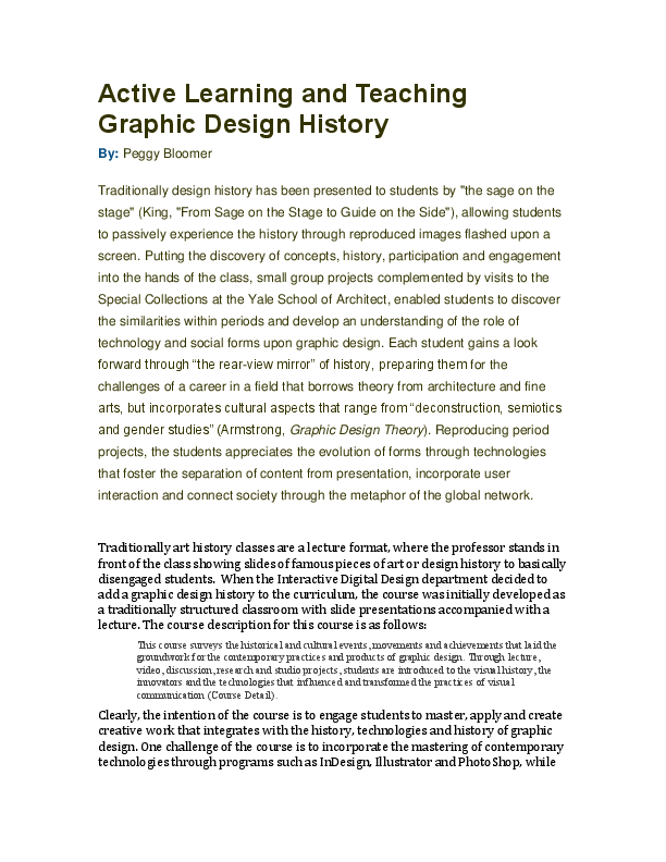(DOC) Active Learning and Teaching Graphic Design History Peggy