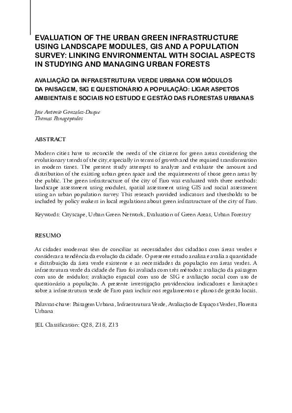 (PDF) Evaluation of the urban green infrastructure using landscape modules