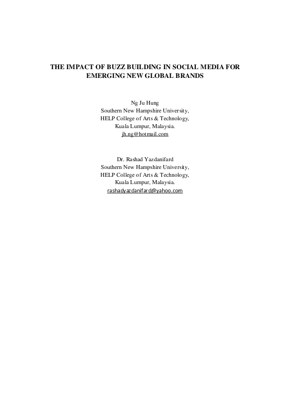 (PDF) The Impact of Buzz Building in Social Media for Emerging New ...