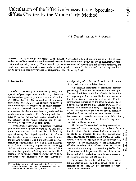 PDF) Effective emissivity of a cylindrical cavity with an