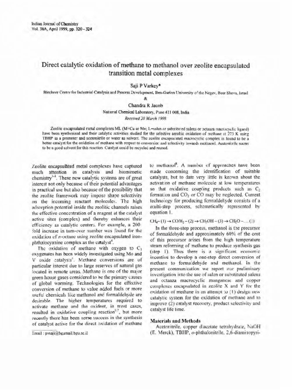 (PDF) Direct catalytic oxidation of methane to methanol over zeolite ...
