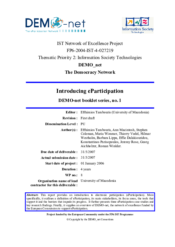 (PDF) Introducing eParticipation