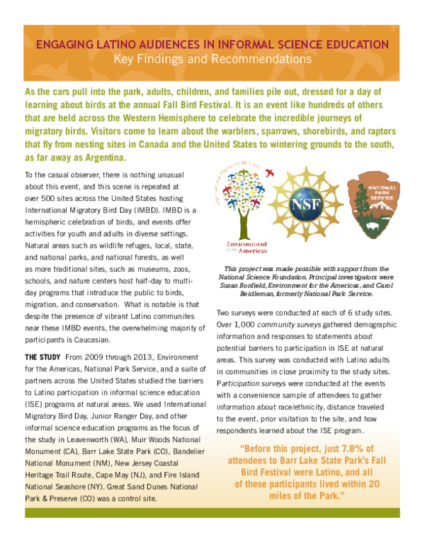 (PDF) Key Findings Engaging Latino Audiences in Informal