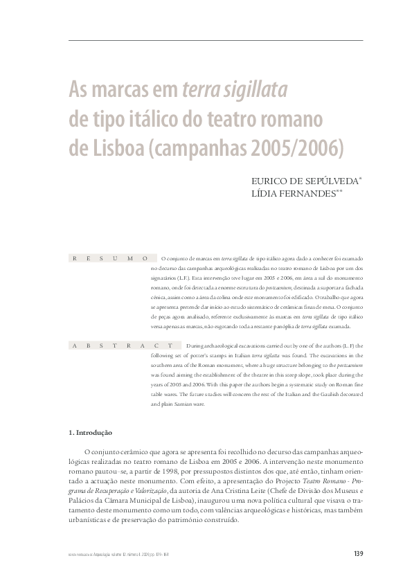 (PDF) As marcas em terra sigillata de tipo itálico do teatro romano de ...