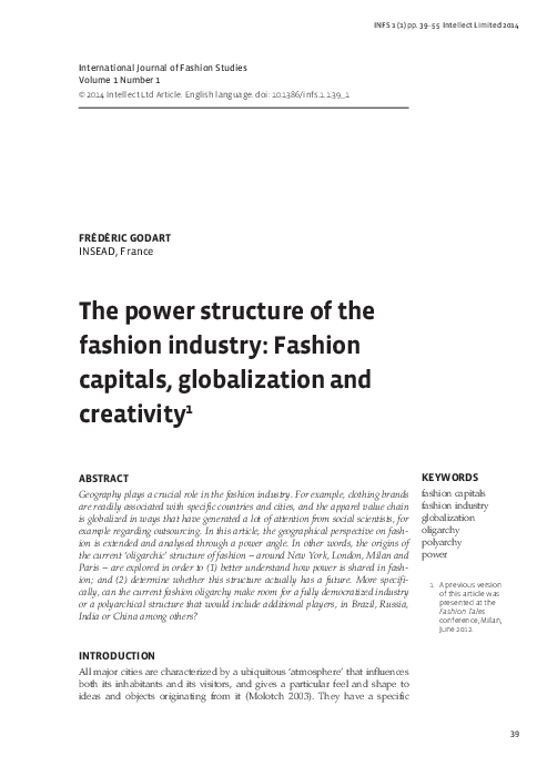 Pdf The Power Structure Of The Fashion Industry Fashion - 