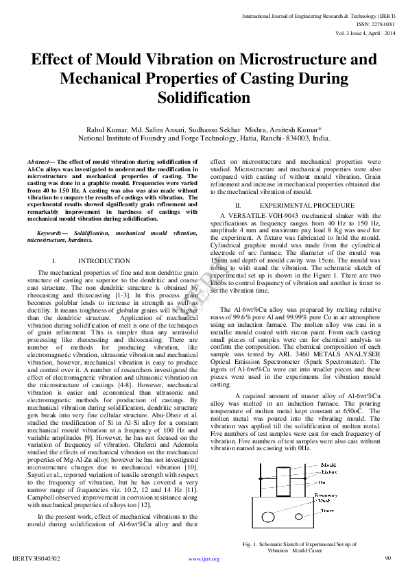 (PDF) Effect of Mould Vibration on Microstructure and Mechanical ...