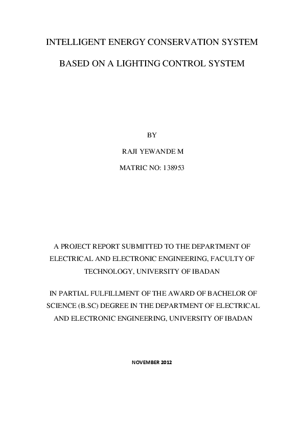 (PDF) INTELLIGENT ENERGY CONSERVATION SYSTEM BASED ON A LIGHTING ...