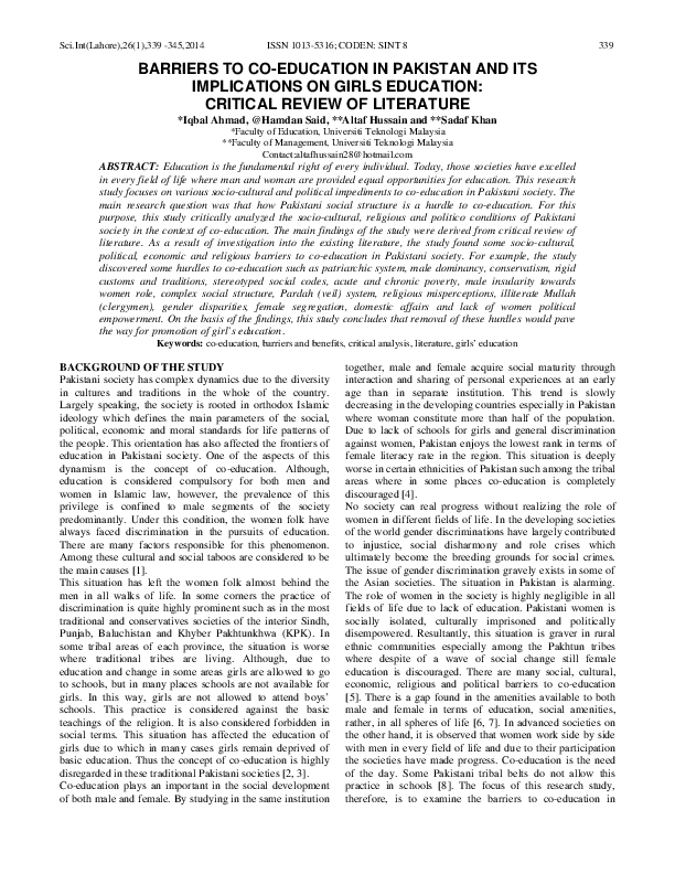 Literature review on education in pakistan image