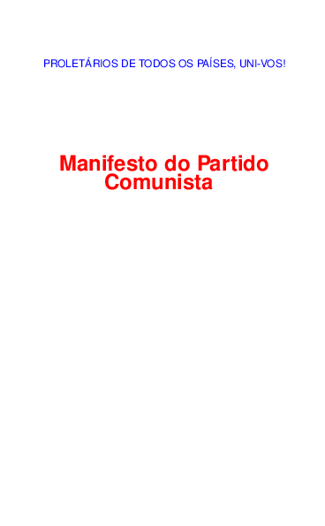 (PDF) PROLETÁRIOS DE TODOS OS PAÍSES, UNI-VOS! Manifesto do Partido ...