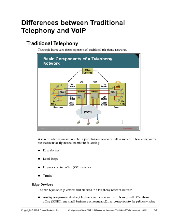 (PDF) Differences between Traditional Telephony and VoIP Cisco Public