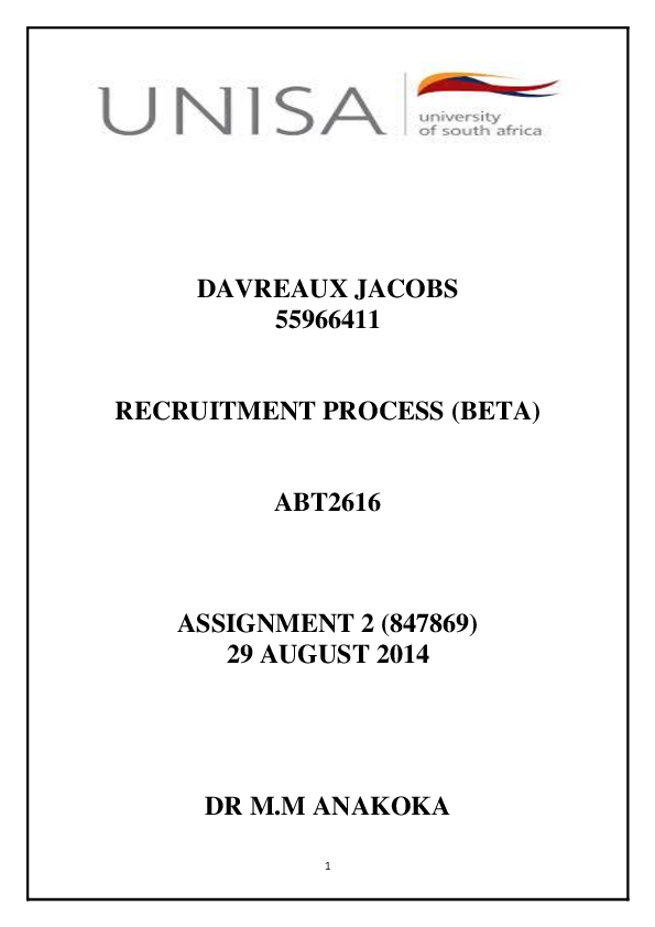 (PDF) RECRUITMENT PROCESS in NGO's Davreaux Jacobs Academia.edu