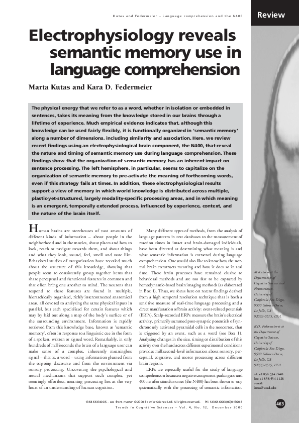 (PDF) Electrophysiology reveals semantic memory use in language ...