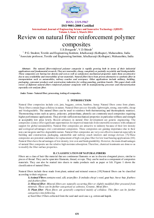 PDF classification of composite materials based on reinforcement PDF