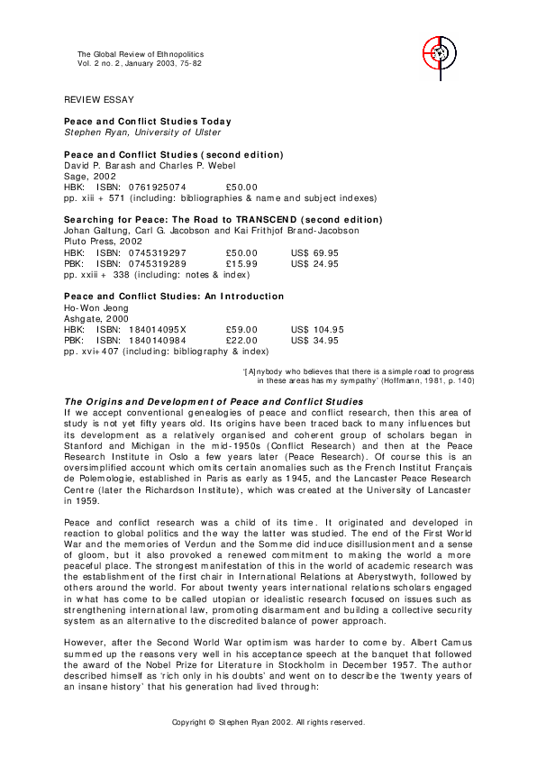 Pdf Searching For Peace The Road To Transcend Joran Hok Academia Edu