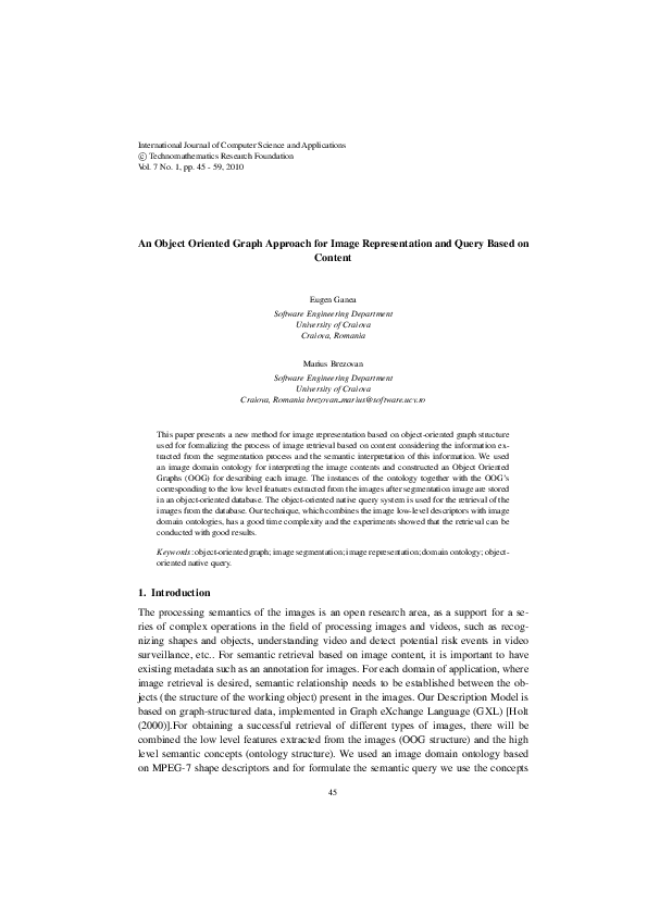 (PDF) An Object Oriented Graph Approach for Image Representation and ...