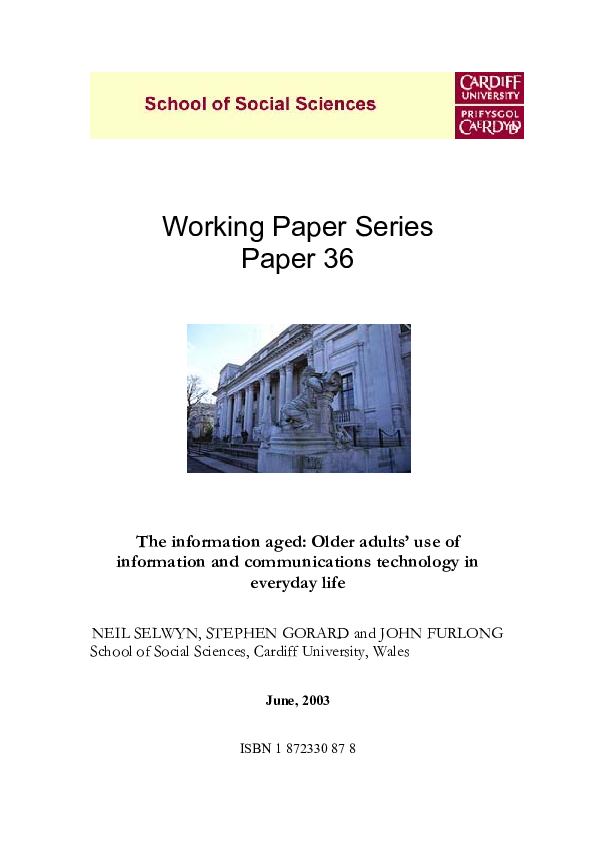 (PDF) Older adults' use of information and communications technology in ...