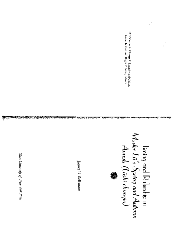 (PDF) Timing and Rulership in Master Lü's Spring and Autumn Annals