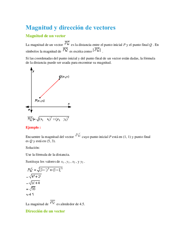 (DOC) Magnitud y direccion de vectores