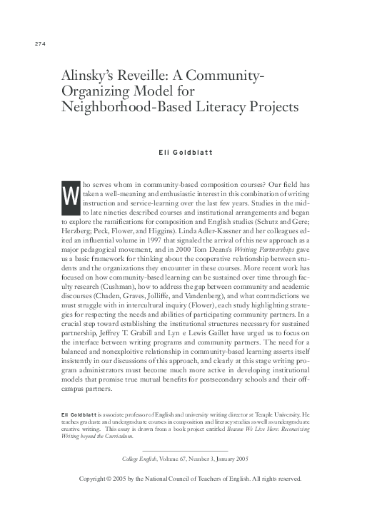 (PDF) Alinsky's Reveille: A Community Organizing Model for Neighborhood ...