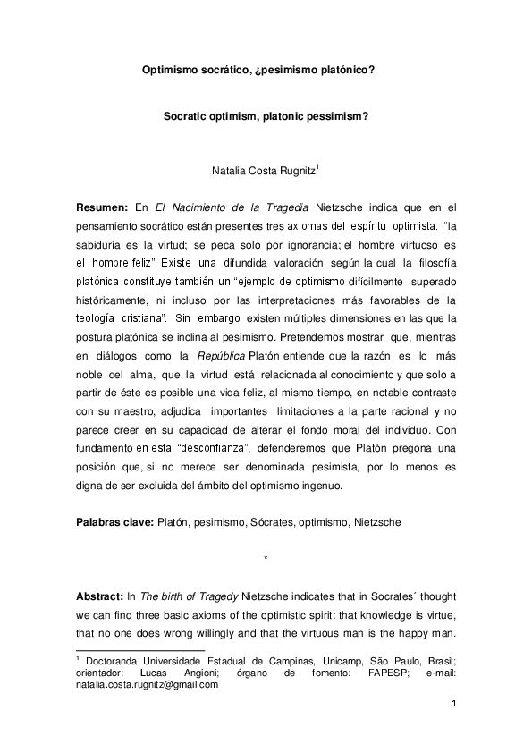 Optimismo socrático, ¿pesimismo platónico?