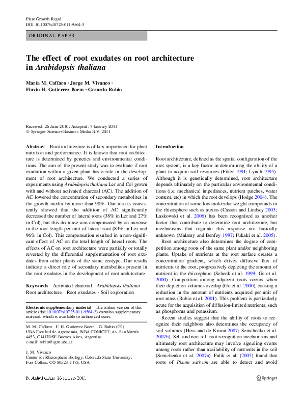(PDF) The effect of root exudates on root architecture in Arabidopsis ...