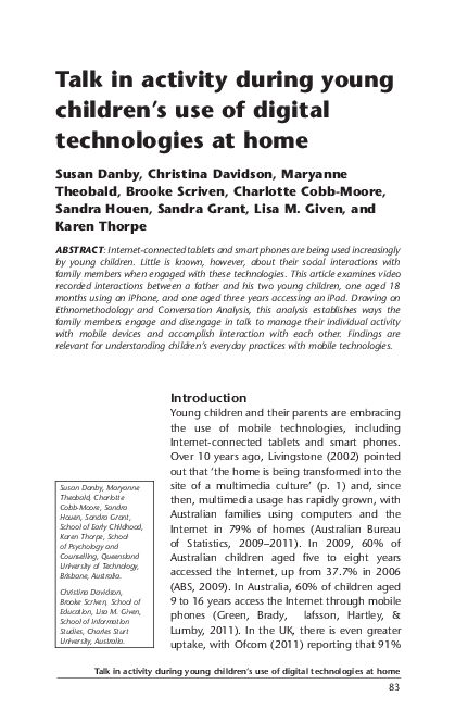 (PDF) Talk in Activity during Young Children's Use of Digital ...