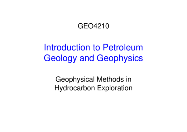 (PDF) Introduction to Petroleum Geology and Geophysics