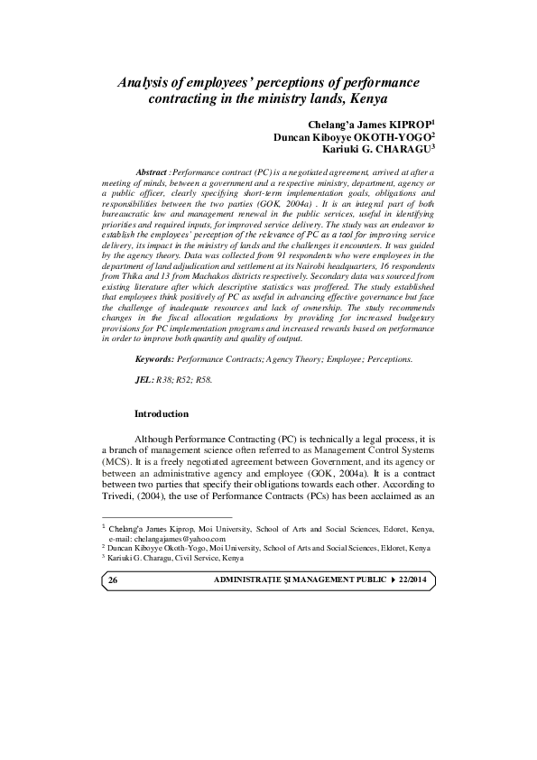 (PDF) Analysis of employees’ perceptions of performance contracting in ...