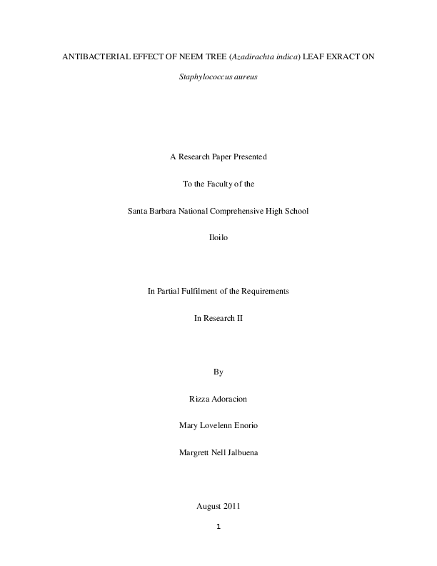 Project on neem plant pdf image