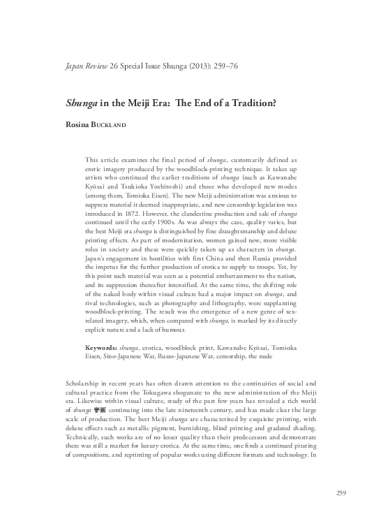 (PDF) Shunga in the Meiji Era: e End of a Tradition