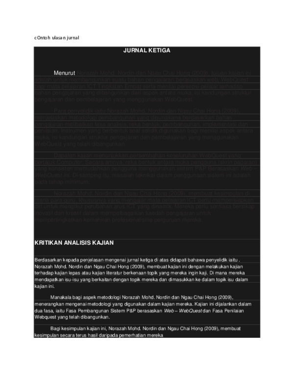 Doc C Ontoh Ulasan Jurnal Anati Nyaz Academia Edu