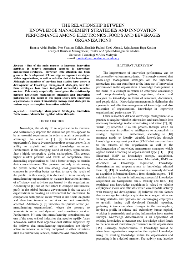 (PDF) THE RELATIONSHIP BETWEEN KNOWLEDGE MANAGEMENT STRATEGIES AND ...