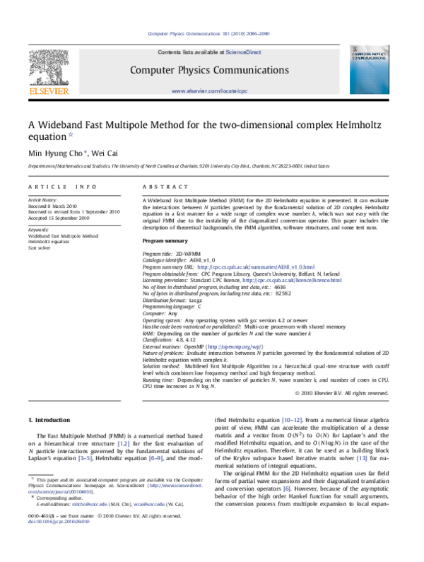 (PDF) A wideband fast multipole method for the two-dimensional complex ...