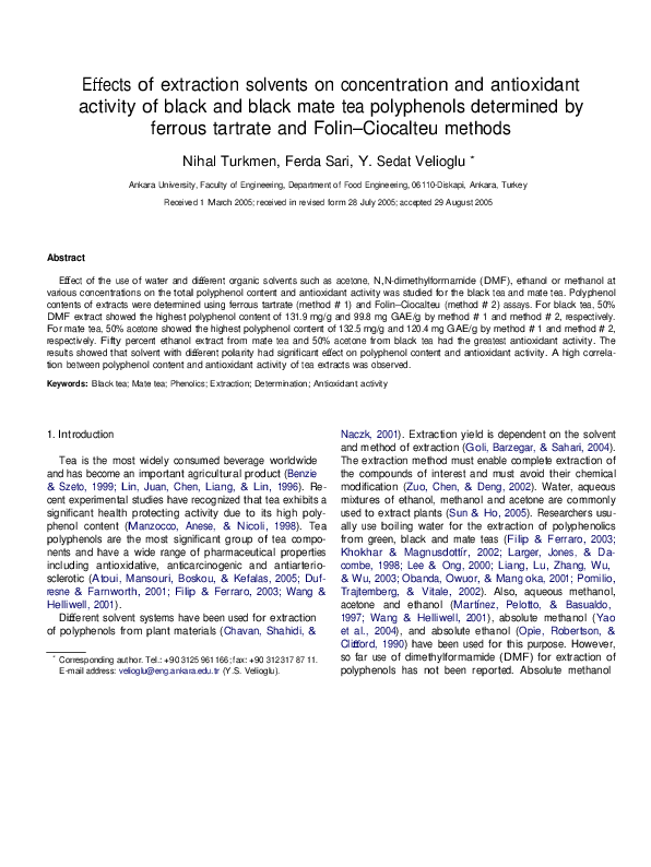 (PDF) Effects of extraction solvents on concentration and antioxidant ...