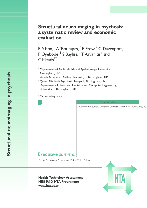 (PDF) Structural neuroimaging in psychosis: a systematic review and ...