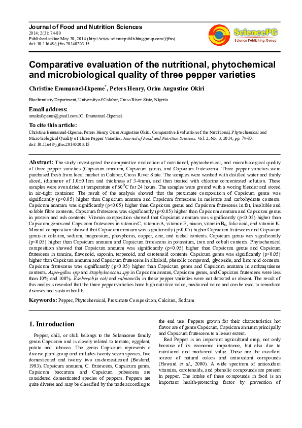 (PDF) Comparative evaluation of the nutritional, phytochemical and ...